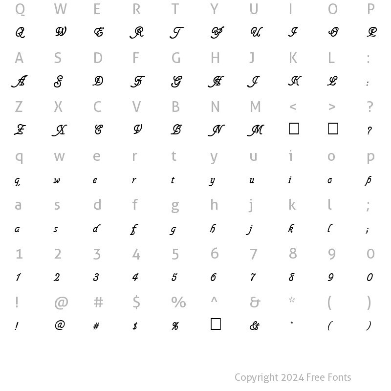 Character Map of Glasshouse Regular