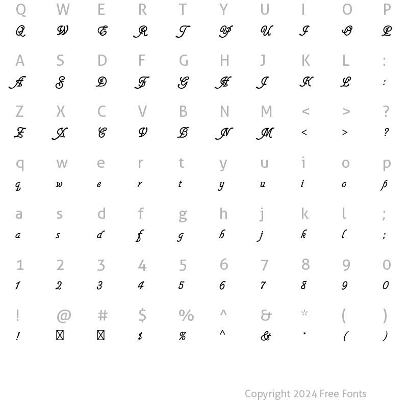 Character Map of Glastonbury Std Regular