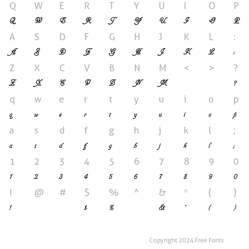 Character Map of GlastonburyEF Regular