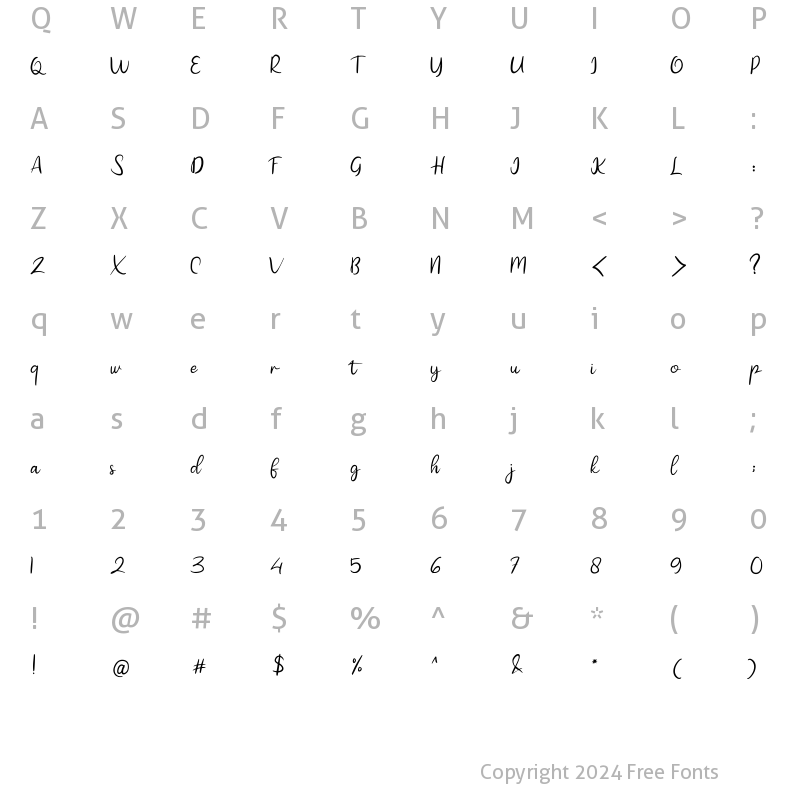 Character Map of Glatefa Regular