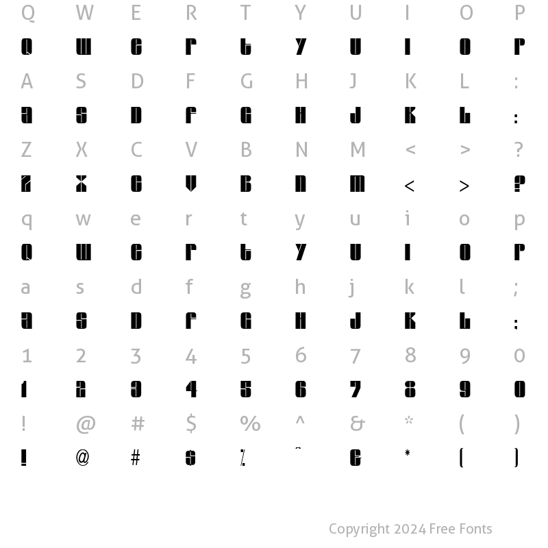 Character Map of Glaze Condensed Normal