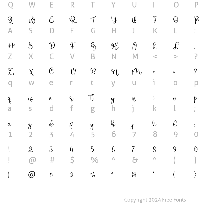 Character Map of Gleefully Regular