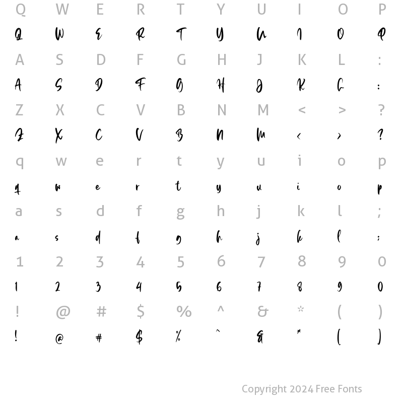 Character Map of Glibwood Anthem Regular