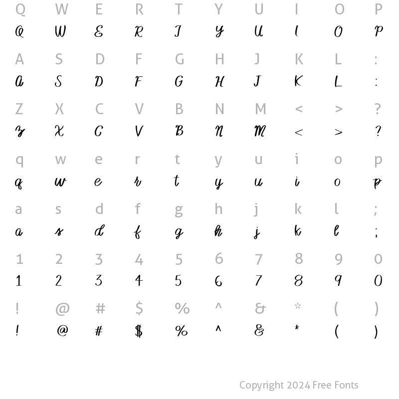 Character Map of Glimmer Medium