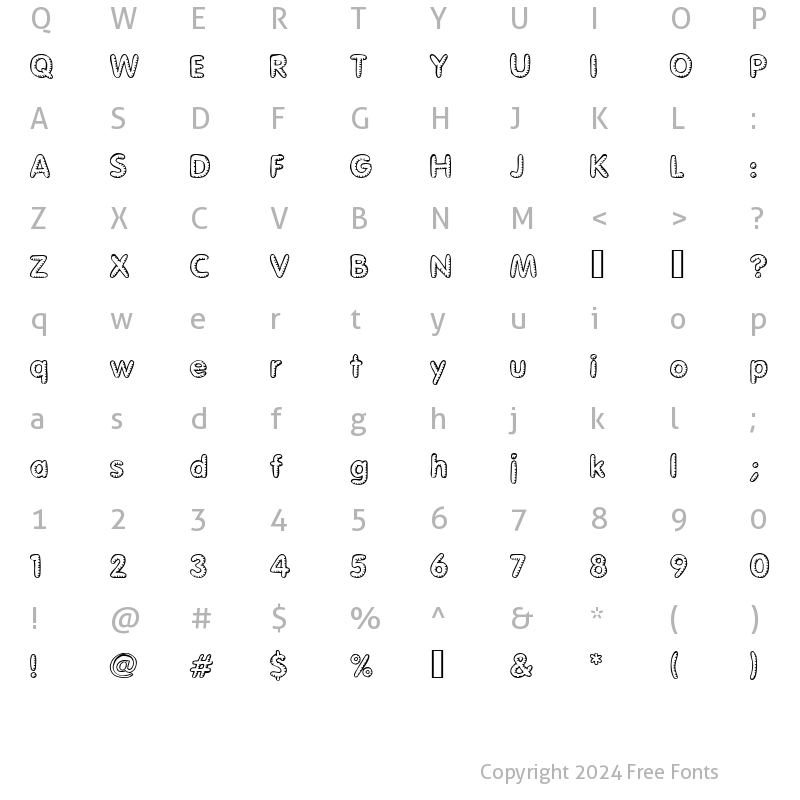 Character Map of Glimstick Regular