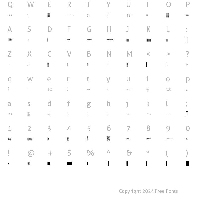 Character Map of Glitch Pattern Regular