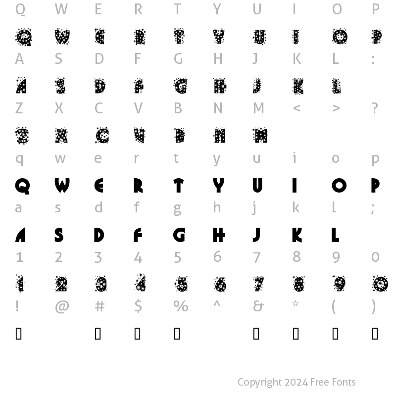 Character Map of Glitter Font Regular