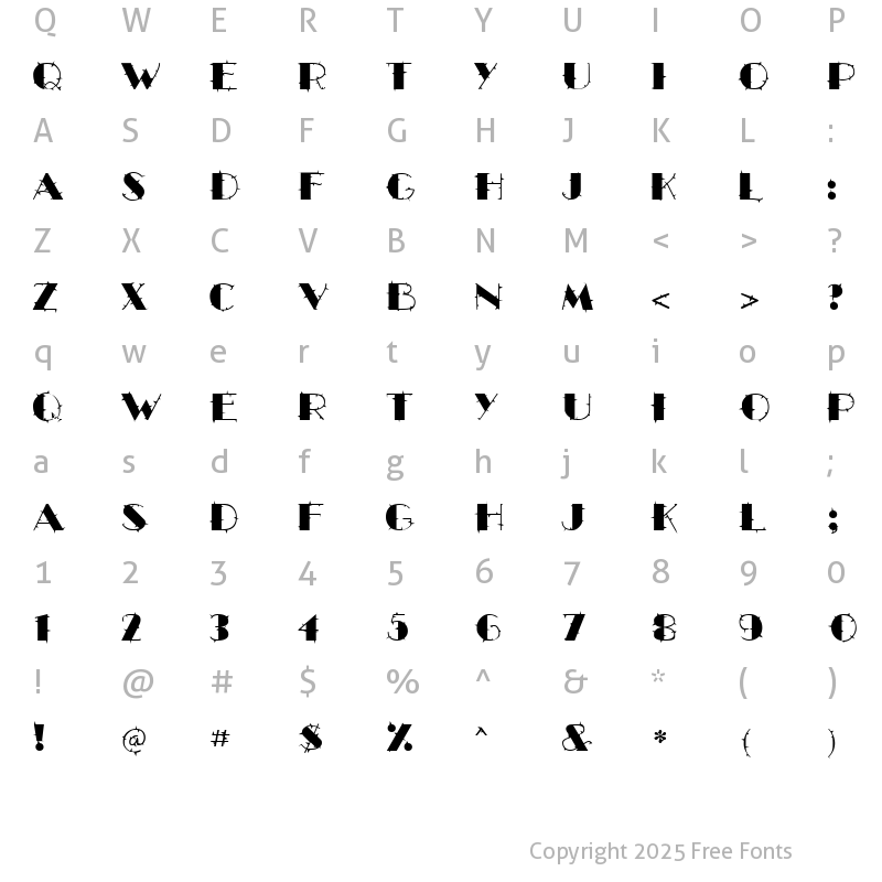 Character Map of GLitzyBarbed Regular