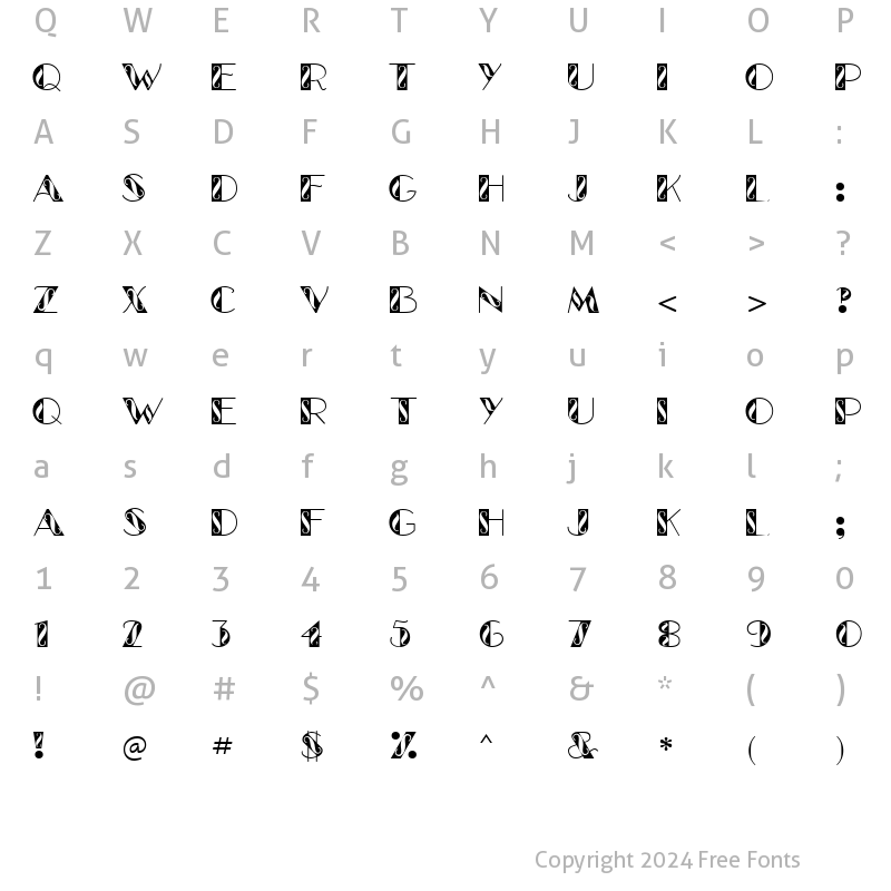 Character Map of GlitzyCurl Regular