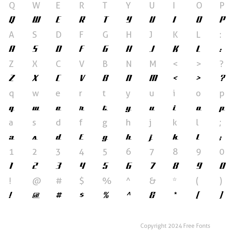 Character Map of Global-RegularScript Regular