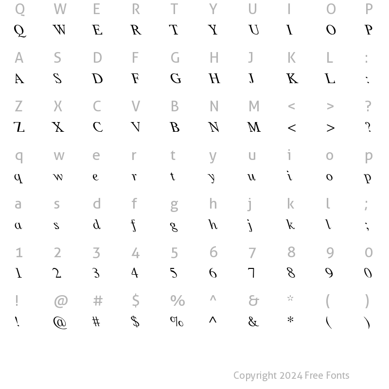 Character Map of Globe Lefty Normal