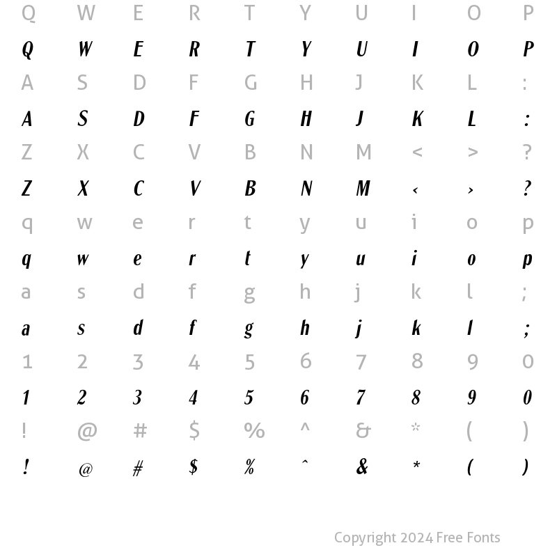 Character Map of GlobeCondL-Oblique Regular