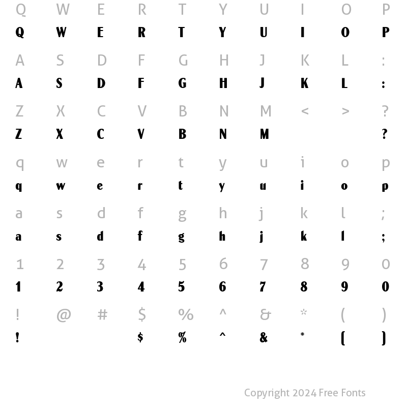 Character Map of GlobeGothic MN CondensedBold