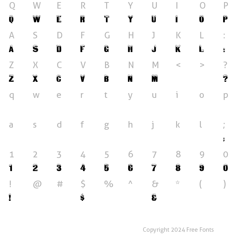 Character Map of GloomLaser Regular