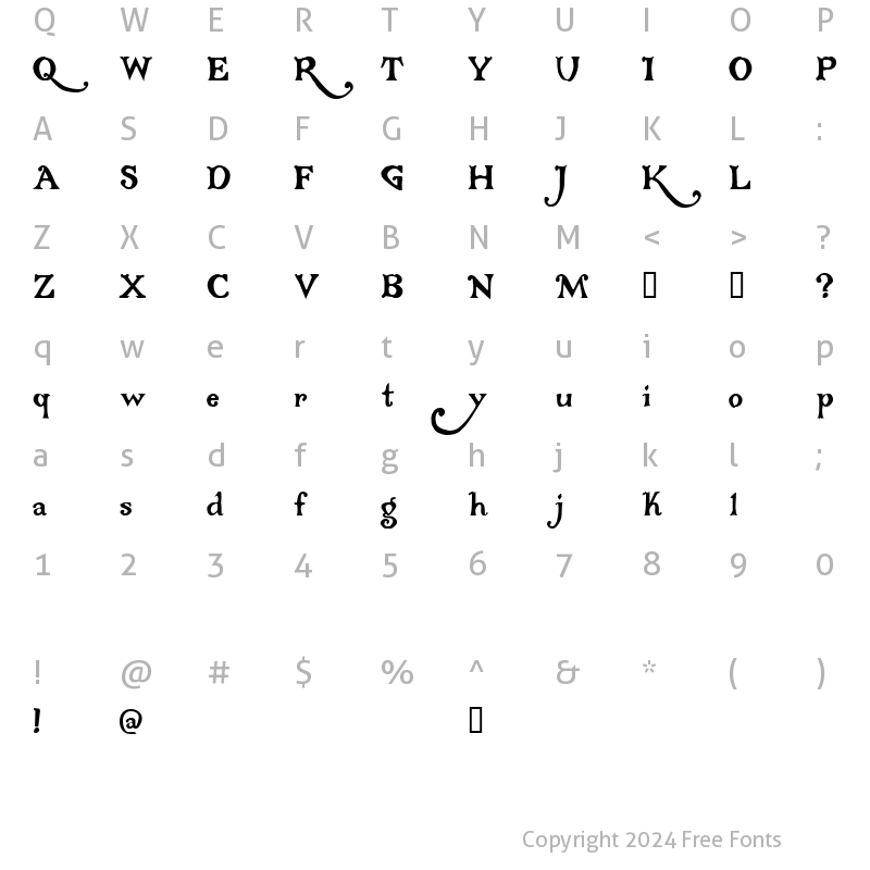 Character Map of Gloriana Regular