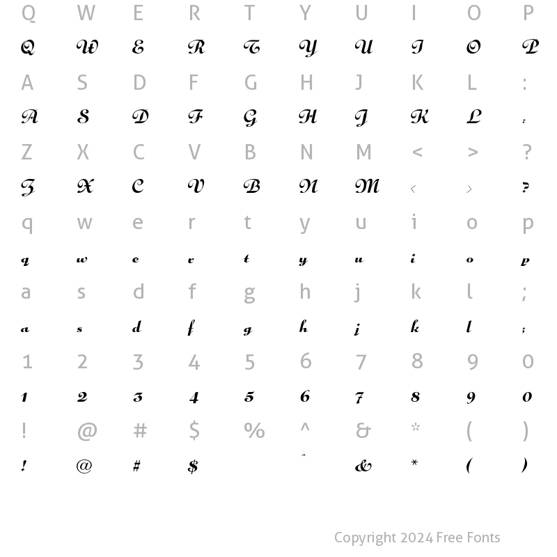 Character Map of GloriaScript Regular