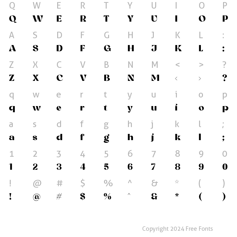 Character Map of Glorify ExtraBold