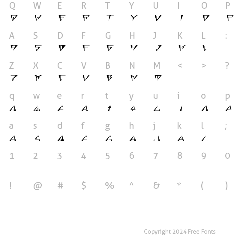 Character Map of GlOrY BoLd iTaLiC