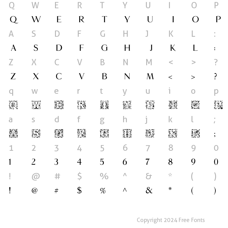 Character Map of GlossoInitials Regular