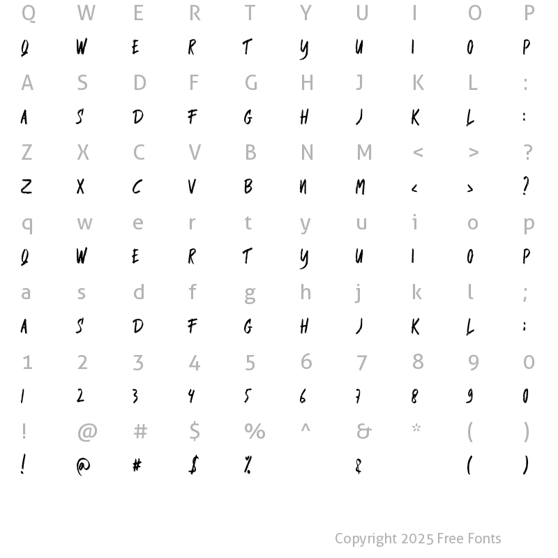 Character Map of GLOSSY Regular