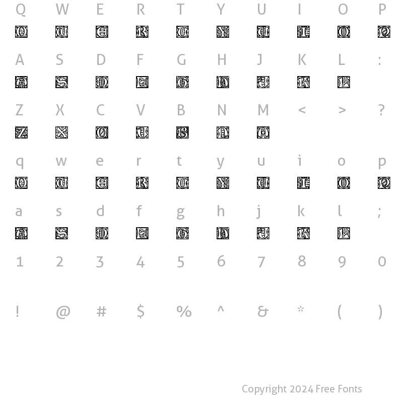 Character Map of Gloucester Initialen Regular