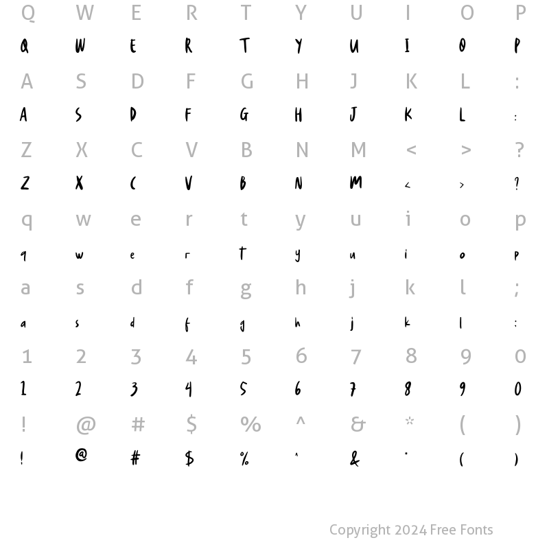 Character Map of Glowria Regular