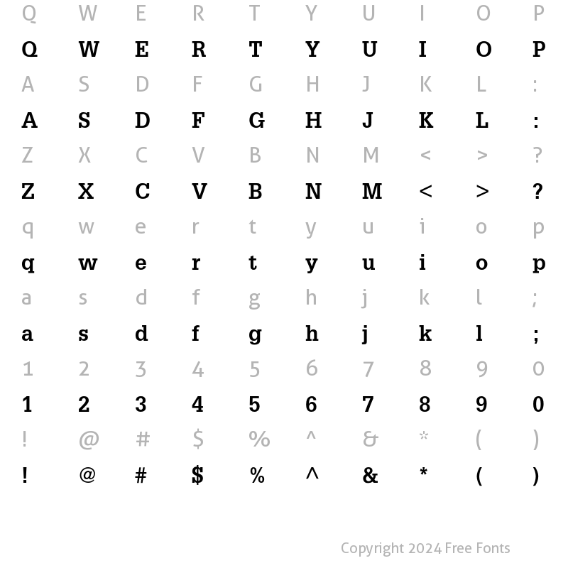 Character Map of Glypha 65 Bold