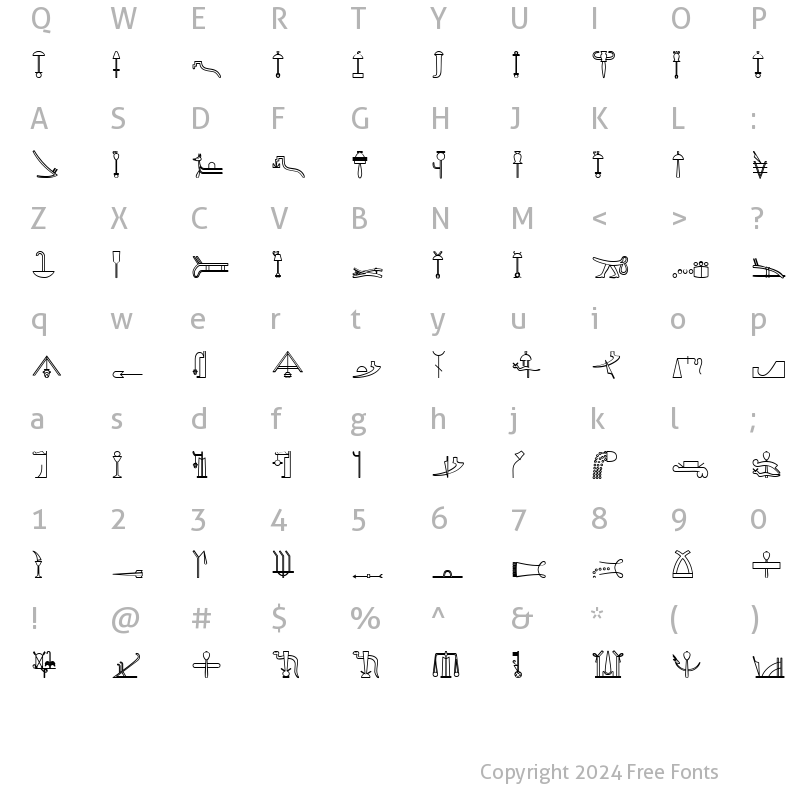 Character Map of GlyphExtLibAB Bold