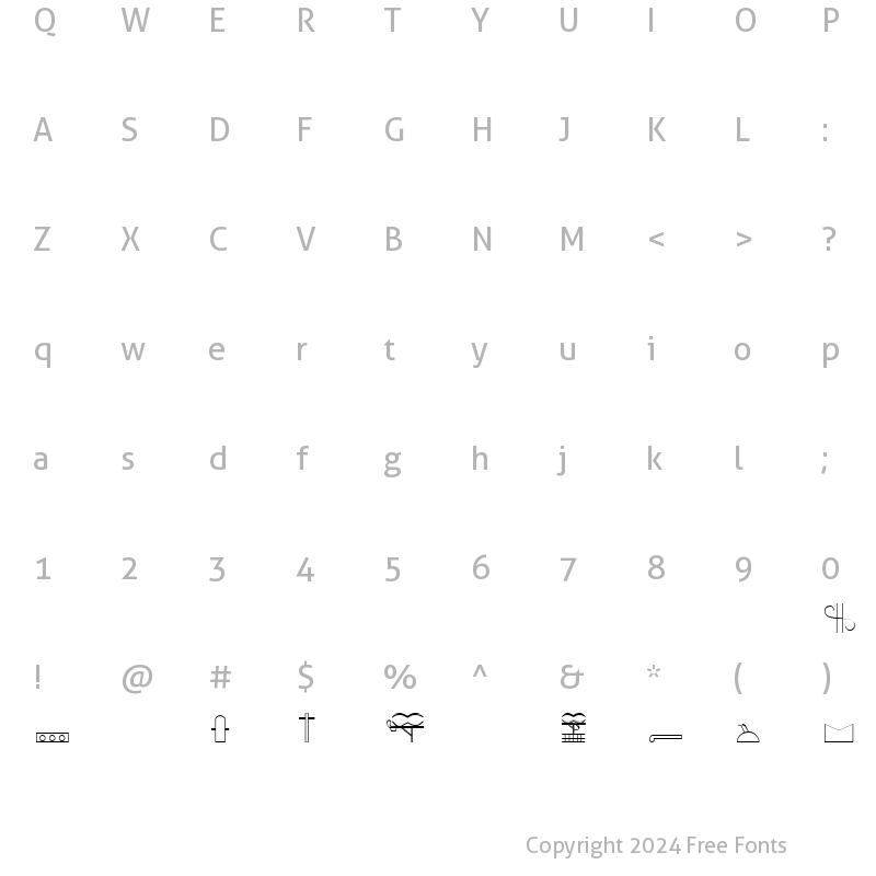 Character Map of GlyphExtLibAC Medium