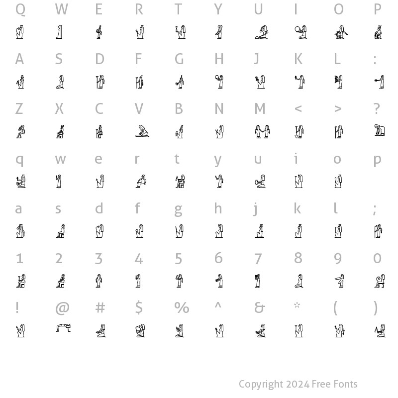 Character Map of GlyphExtLibD Bold