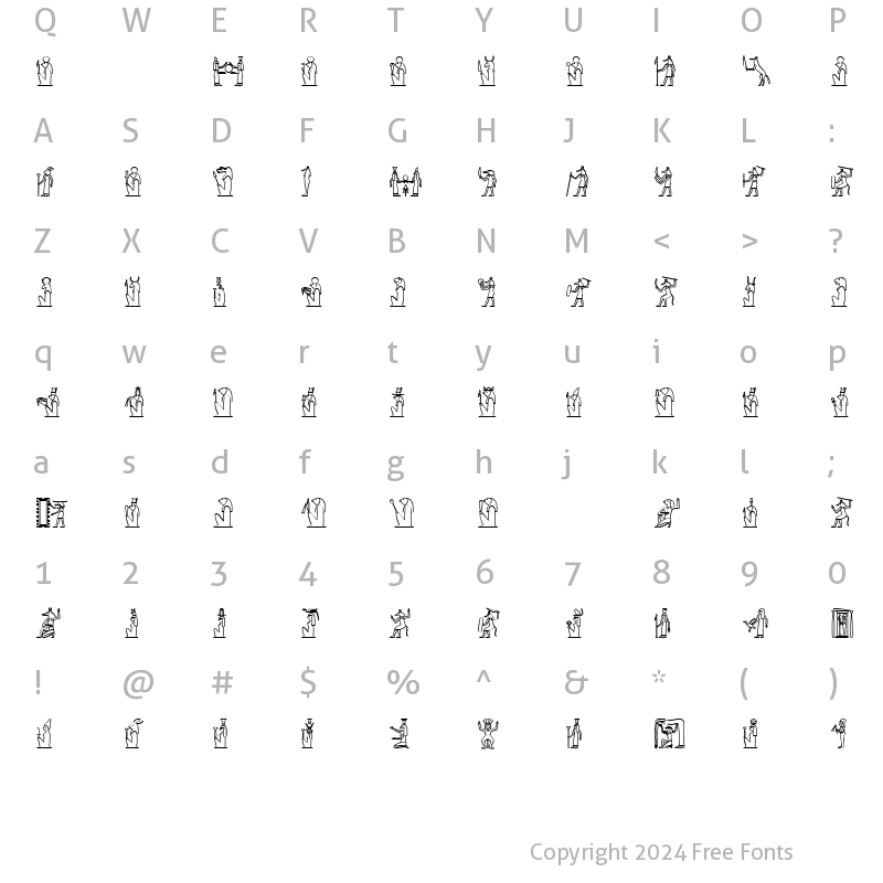 Character Map of GlyphExtLibE Medium