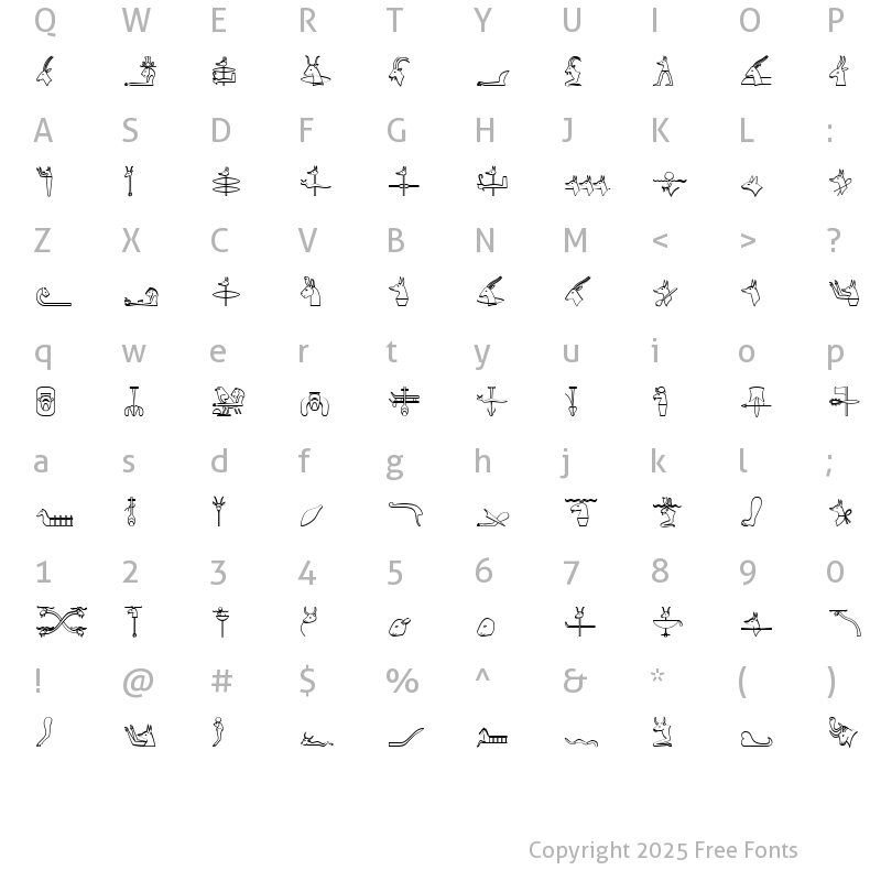 Character Map of GlyphExtLibI Medium
