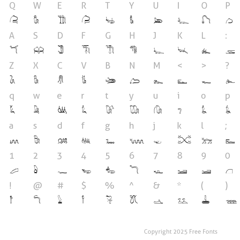 Character Map of GlyphExtLibK Medium