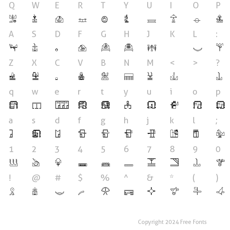 Character Map of GlyphExtLibM Bold