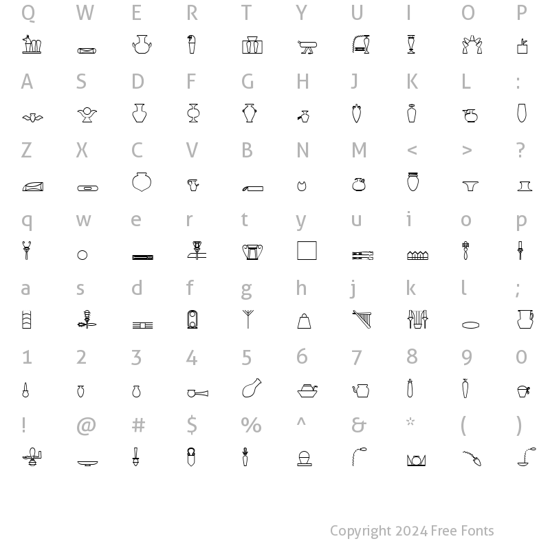 Character Map of GlyphExtLibR Bold