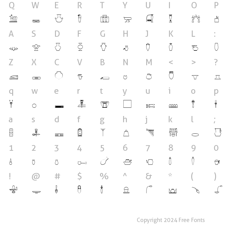 Character Map of GlyphExtLibR Medium