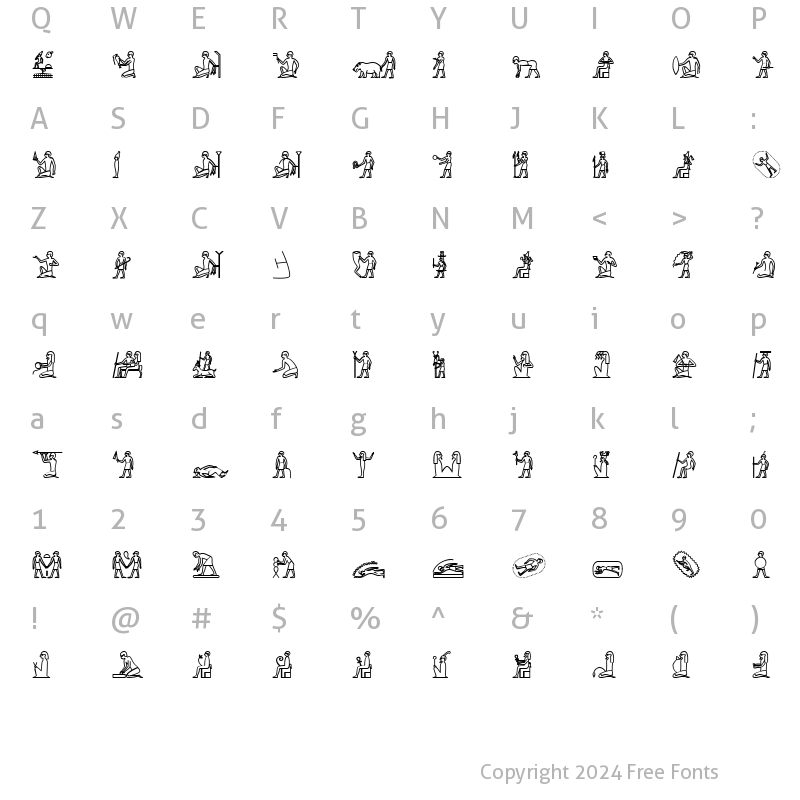 Character Map of GlyphExtLibT Bold