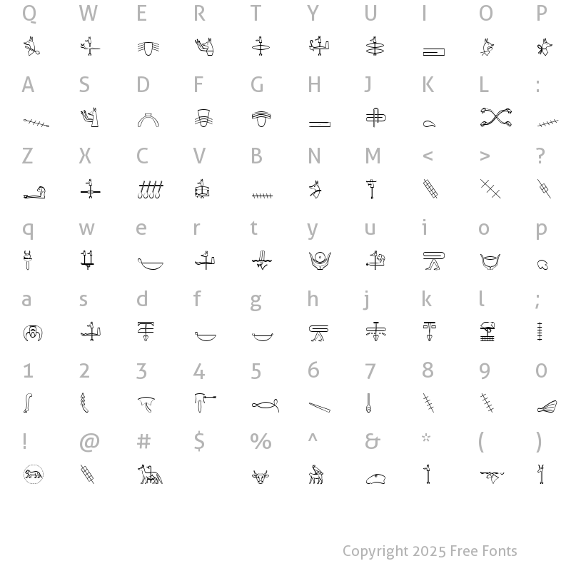 Character Map of GlyphExtLibW Medium