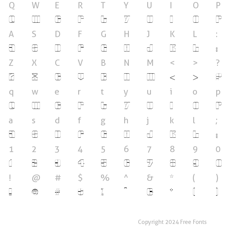 Character Map of Glyphic Series Outline Regular