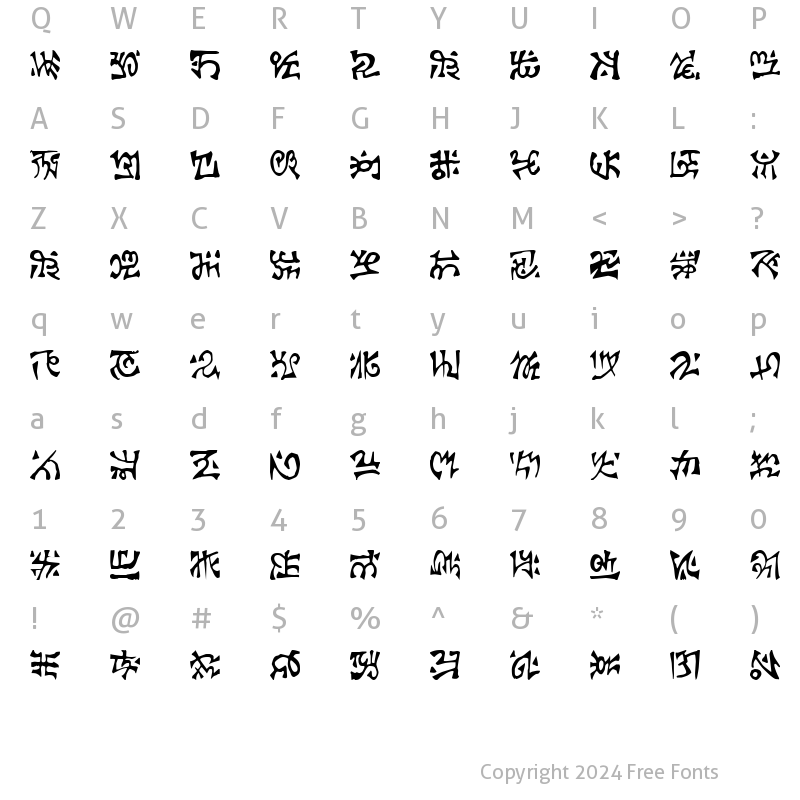 Character Map of Glyphis1 Regular