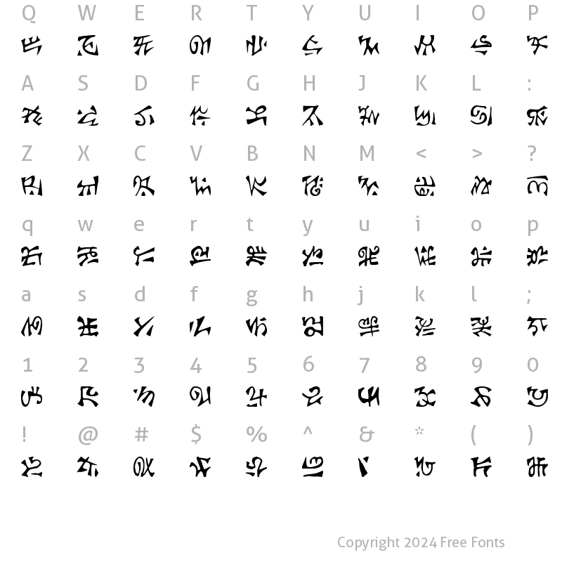 Character Map of Glyphis2 Regular