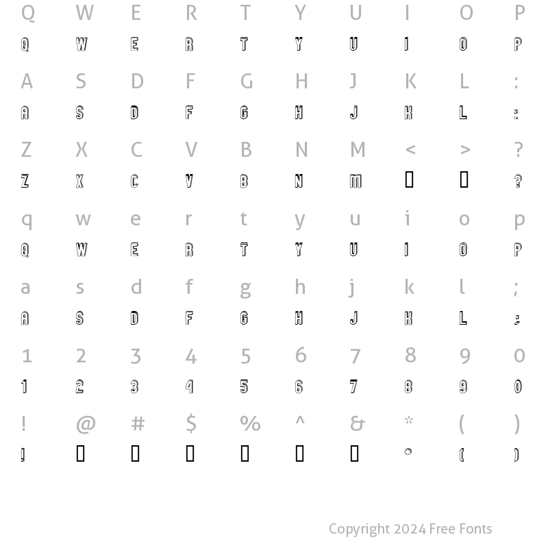 Character Map of GM Exp Offset Doubleoutline Regular