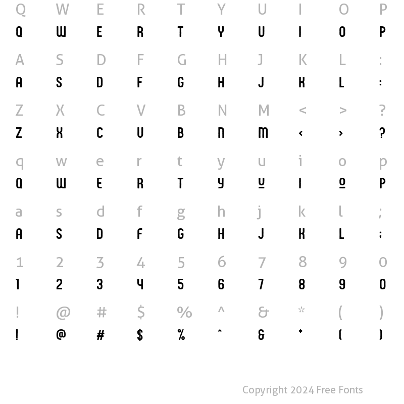 Character Map of Godiva Rough