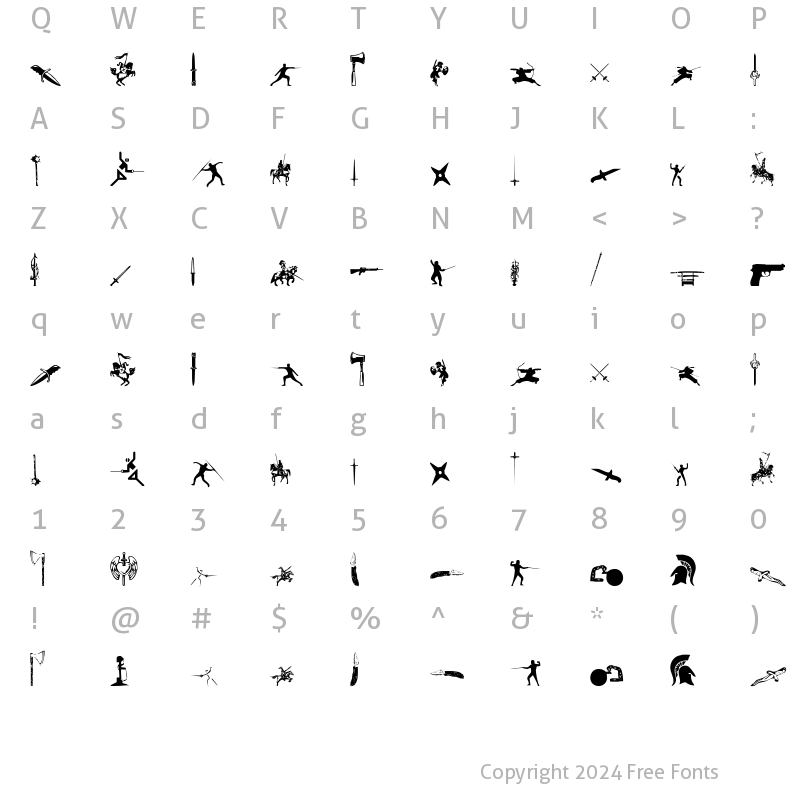 Character Map of Gods of War Regular