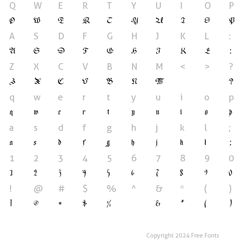 Character Map of Goethe Regular