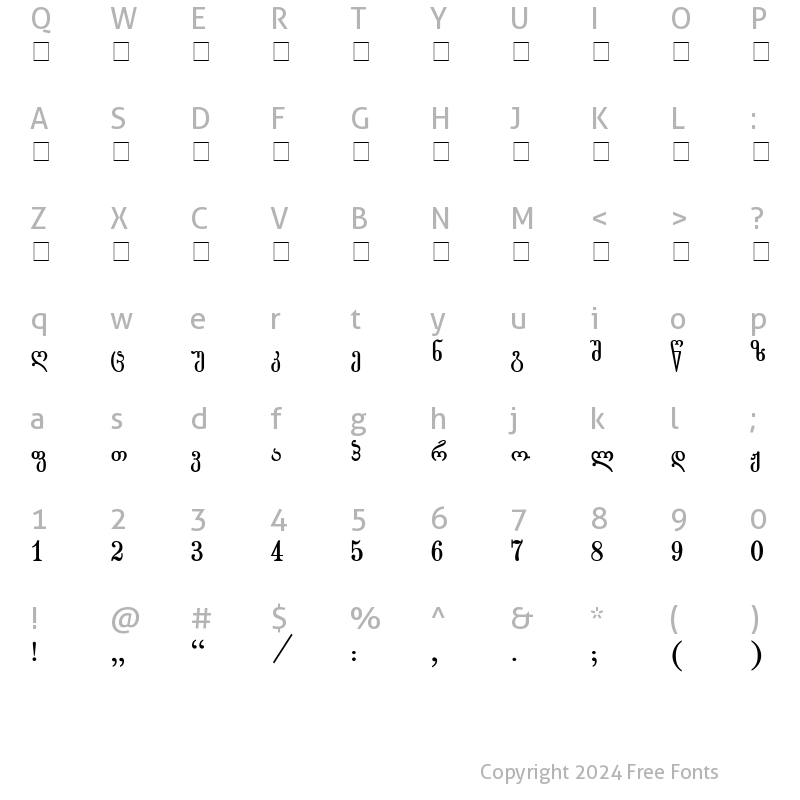 Character Map of Gogebashvili-ITV Bold