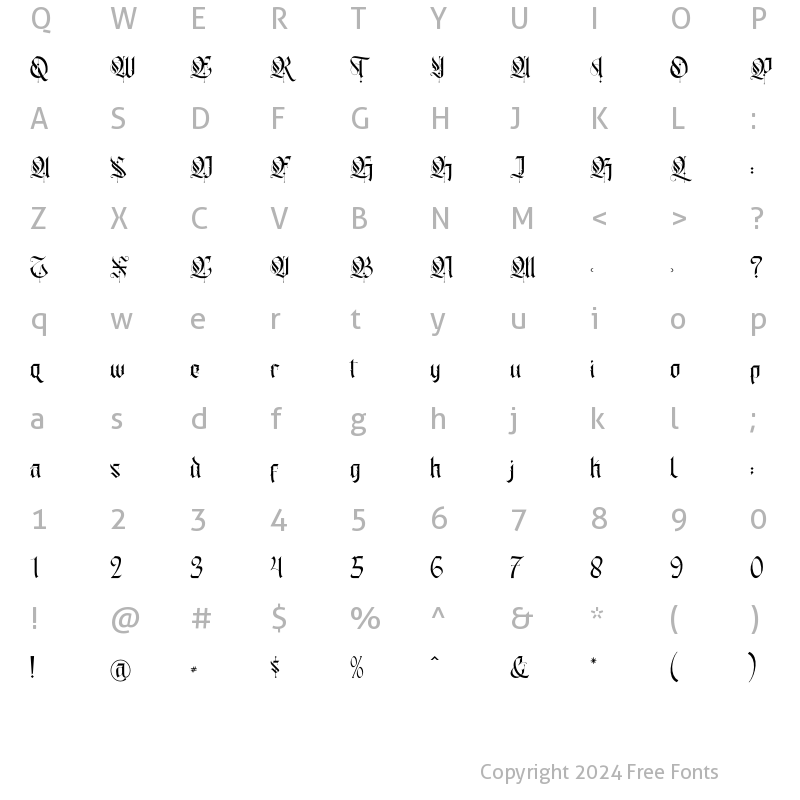 Character Map of Gold Empire Regular