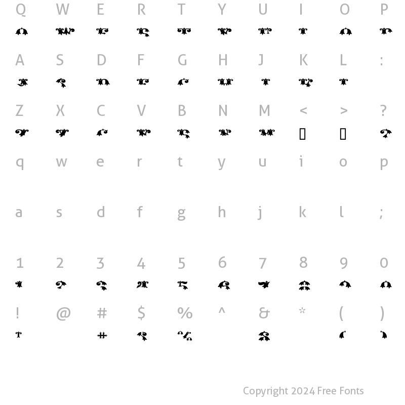 Character Map of Gold Standard Fill Half Regular