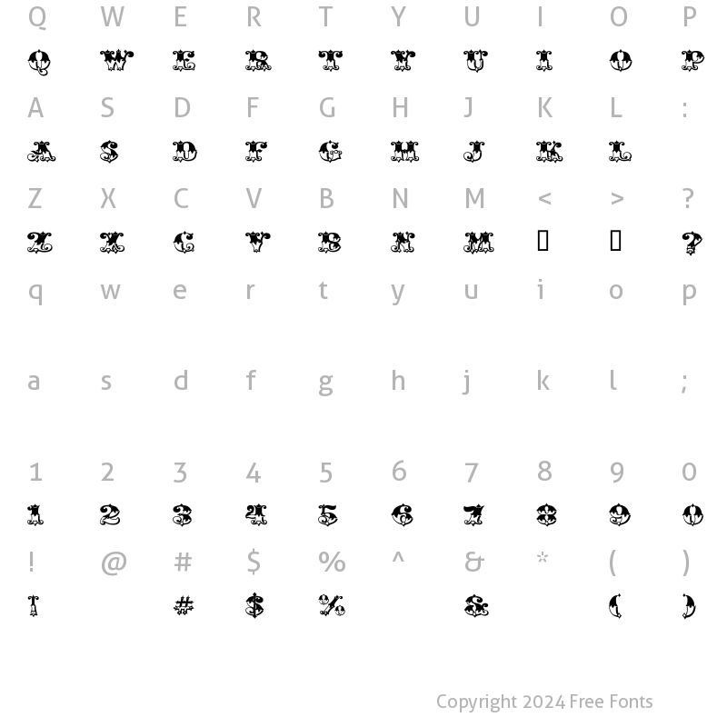 Character Map of Gold Standard Fill Regular