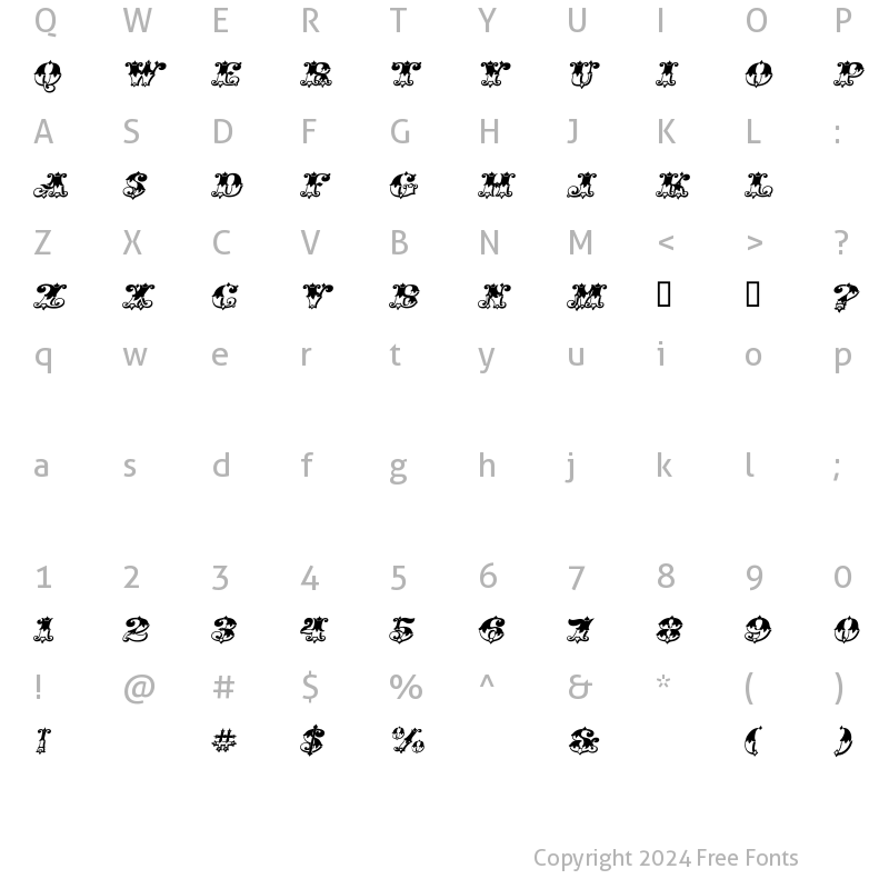 Character Map of Gold Std Italic Fill Regular